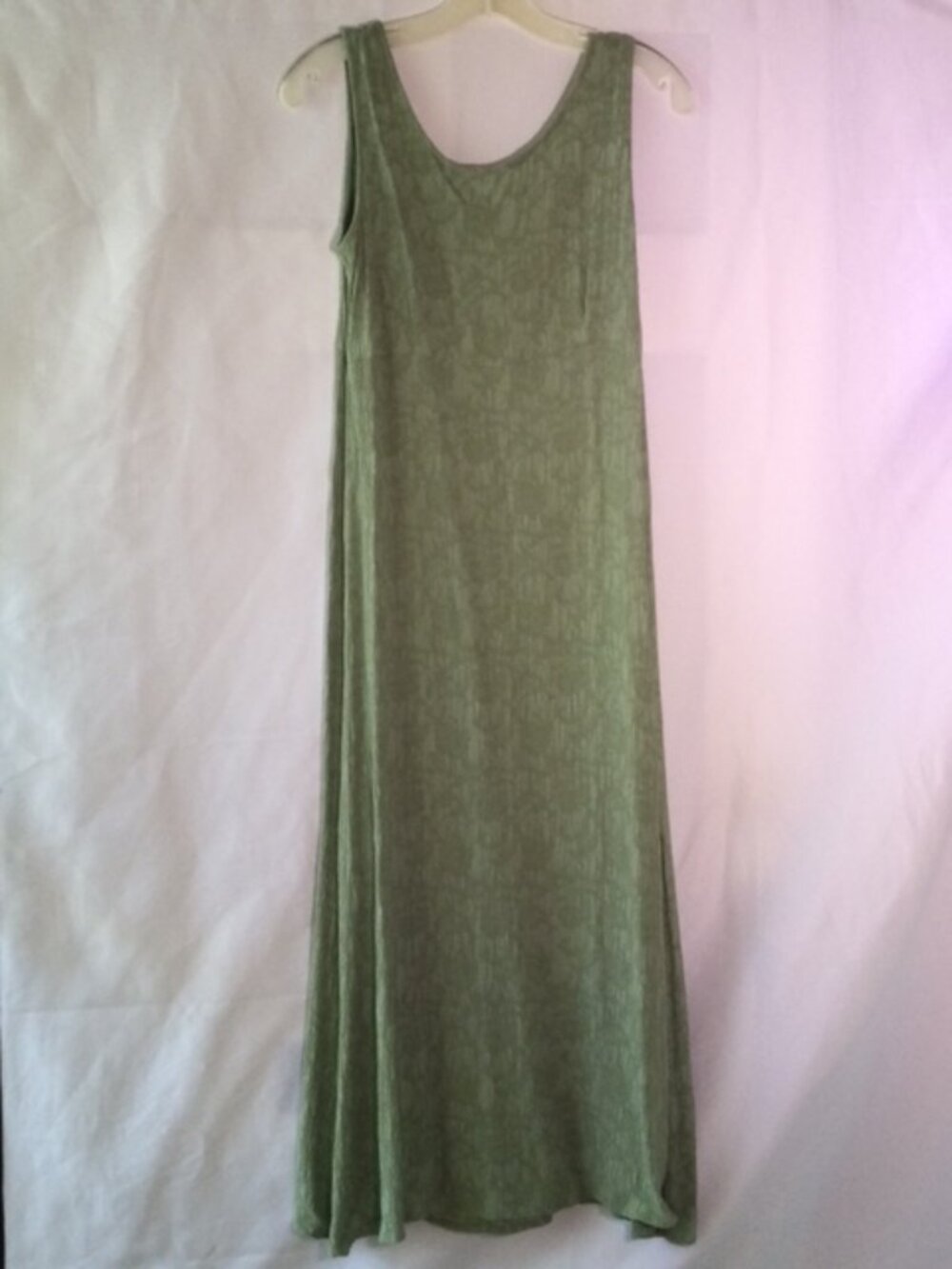 K Studio Sage Green Textured Rayon Maxi Dress Size 8 Tank Sleves